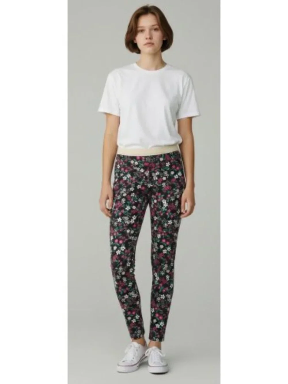 Carter's Black Floral Print Full Length Leggings Girls Size 12